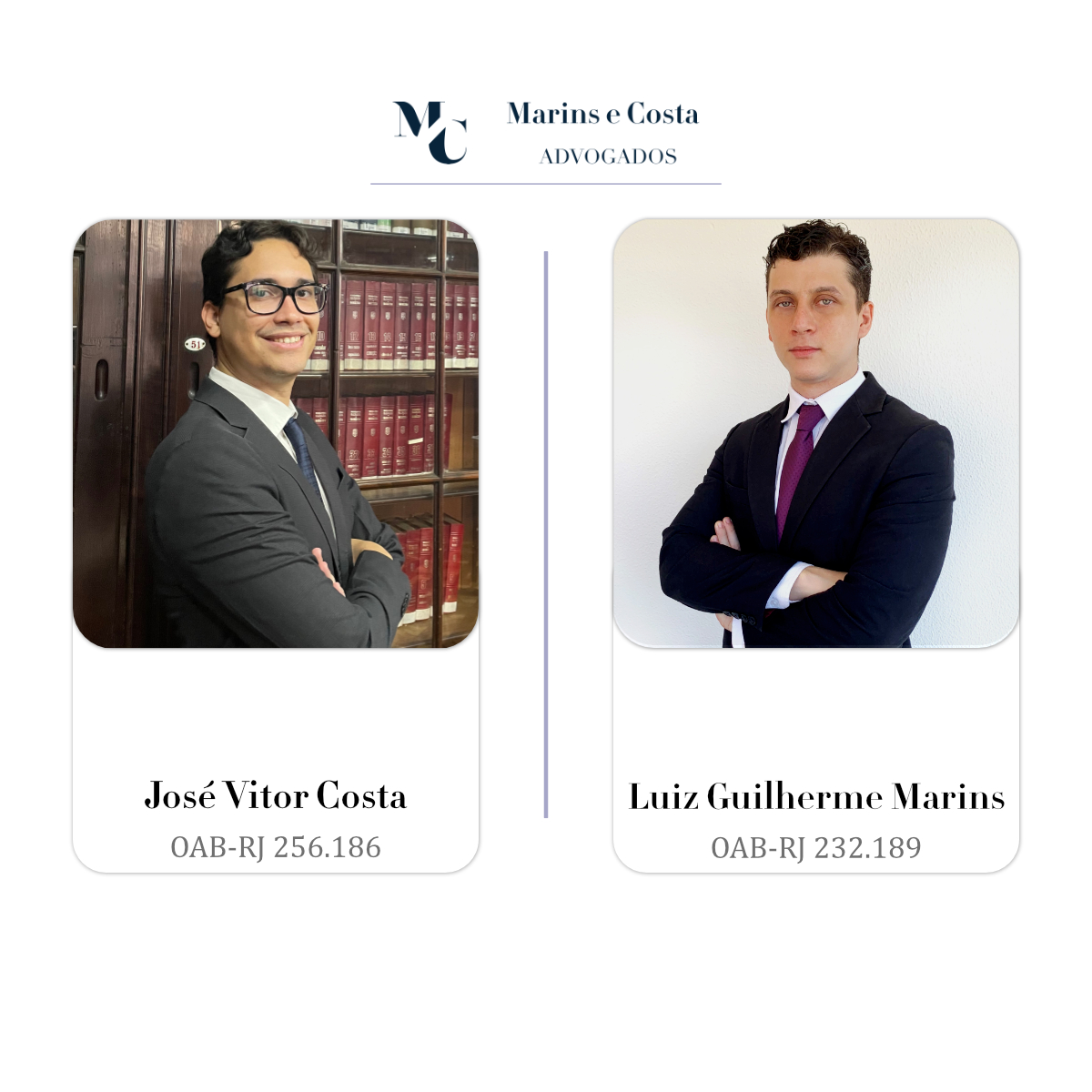 José Vitor Costa e Luiz Guilherme Marins, advogados da Marins e Costa Advogados